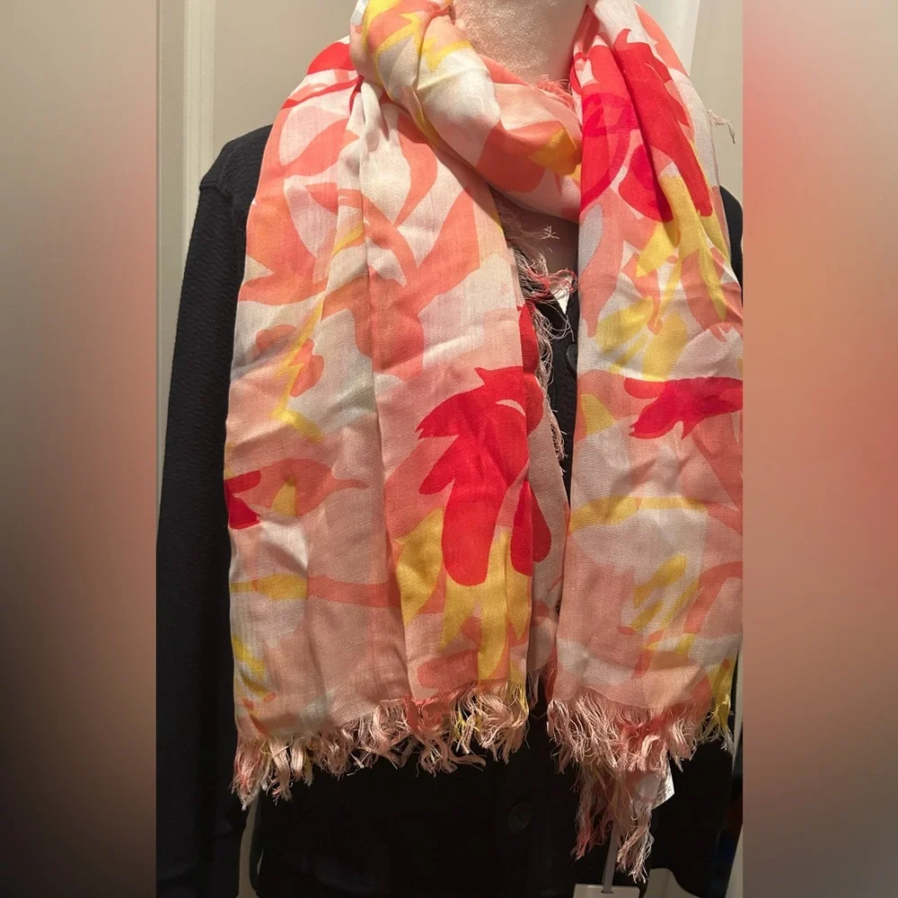 PURE COLLECTION Ultra Soft Printed Modal Scarf Pink Floral Print NWT 80“x40“